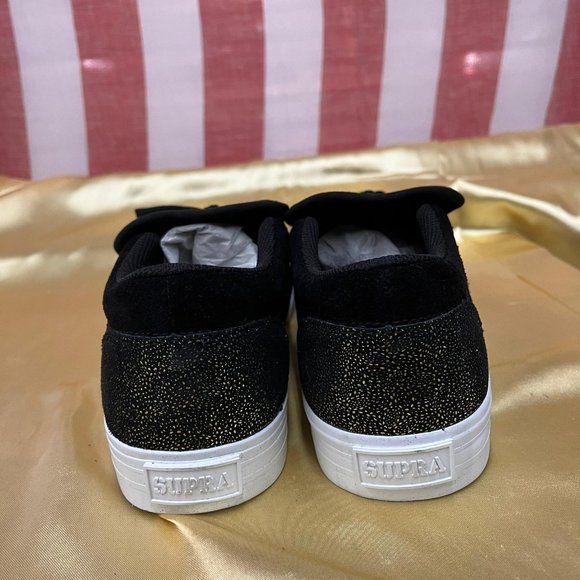 NWB SUPRA CUBA skate shoes slippers sneaker black gold white 98104-058-M - Picture 3 of 7
